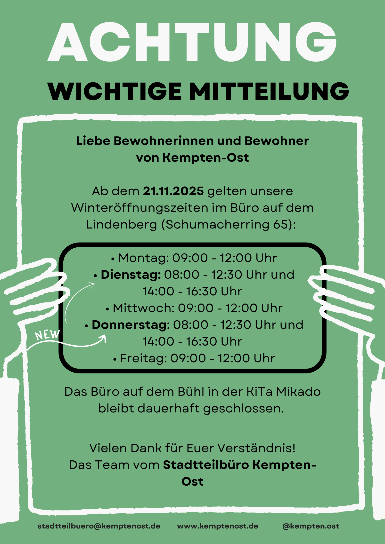 Achtung  Wichtige Mitteilung