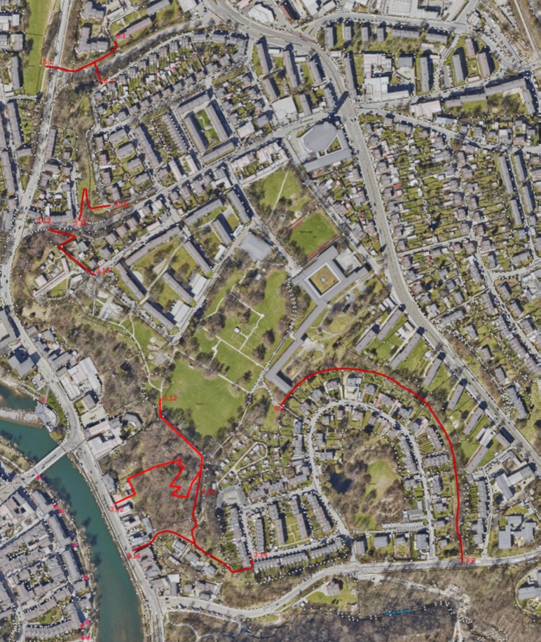 Ubersicht der Wegeverbindunge Stadt