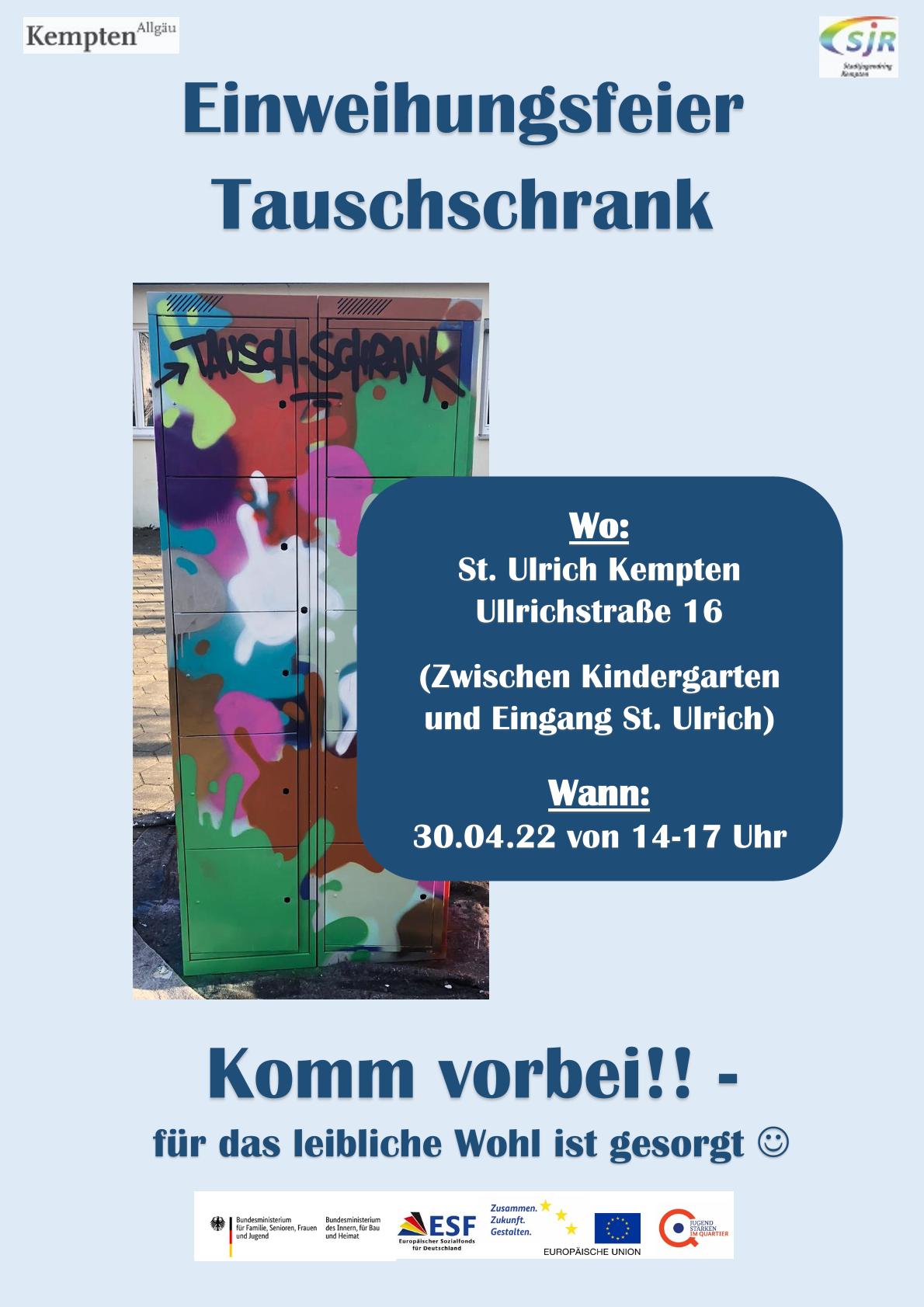 Flyer Tauschschrank Einweihungsfeier Vorderseite A4